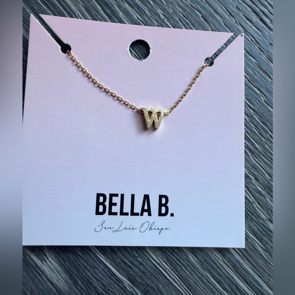 Gold Initial Charm Necklace "W"